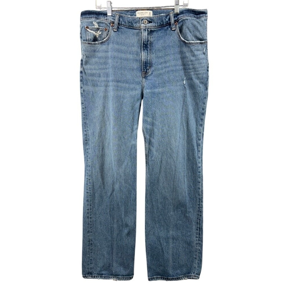 Abercrombie & Fitch 90s Relaxed Jean Women 18R Blue High Rise‎ Distressed